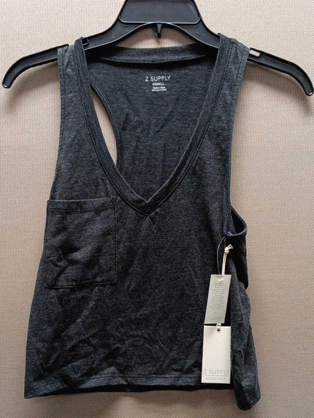 Z Supply Women's Charcoal V-Neck Tank Top Crop